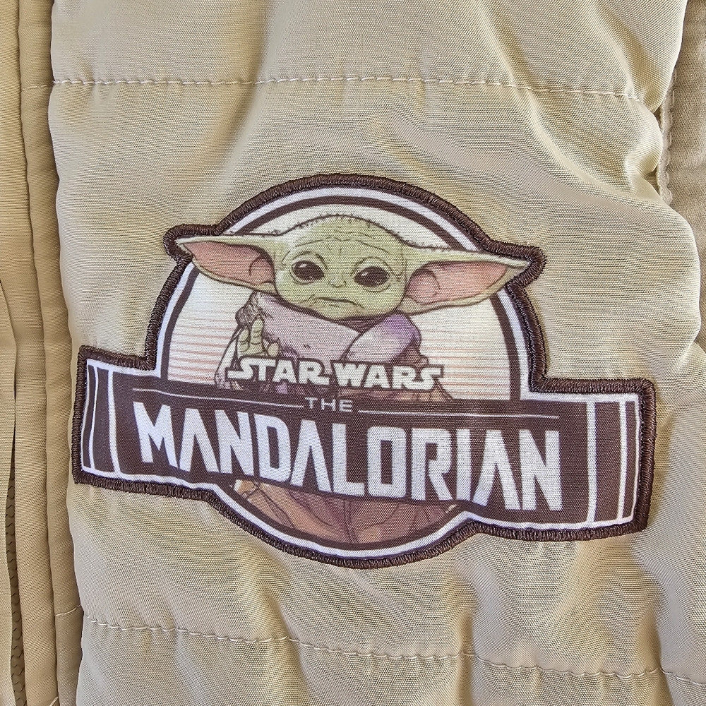 Star Wars Mandalorian Baby Yoda Vest Kids Hooded Puffer Fleece Lined Costume - Picture 3 of 9